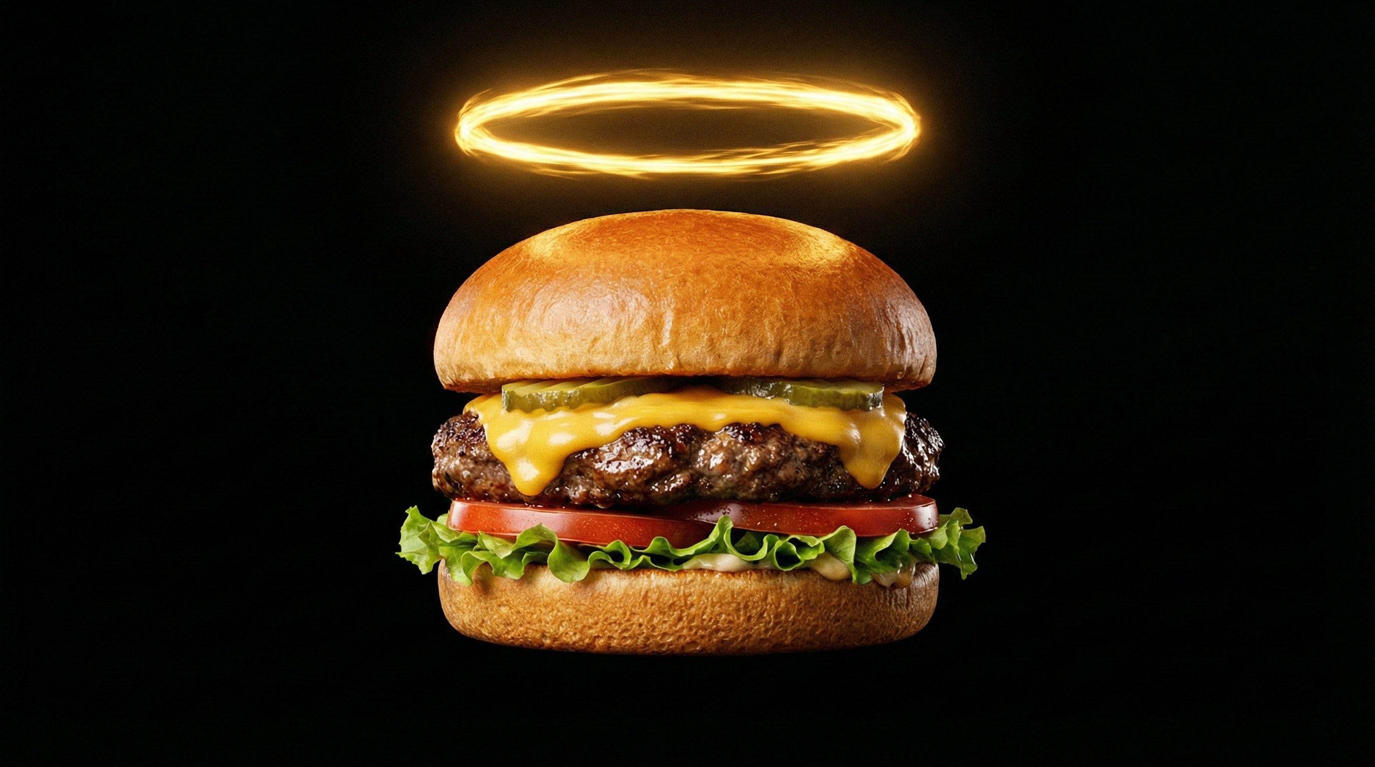 Holy burger with glowing halo