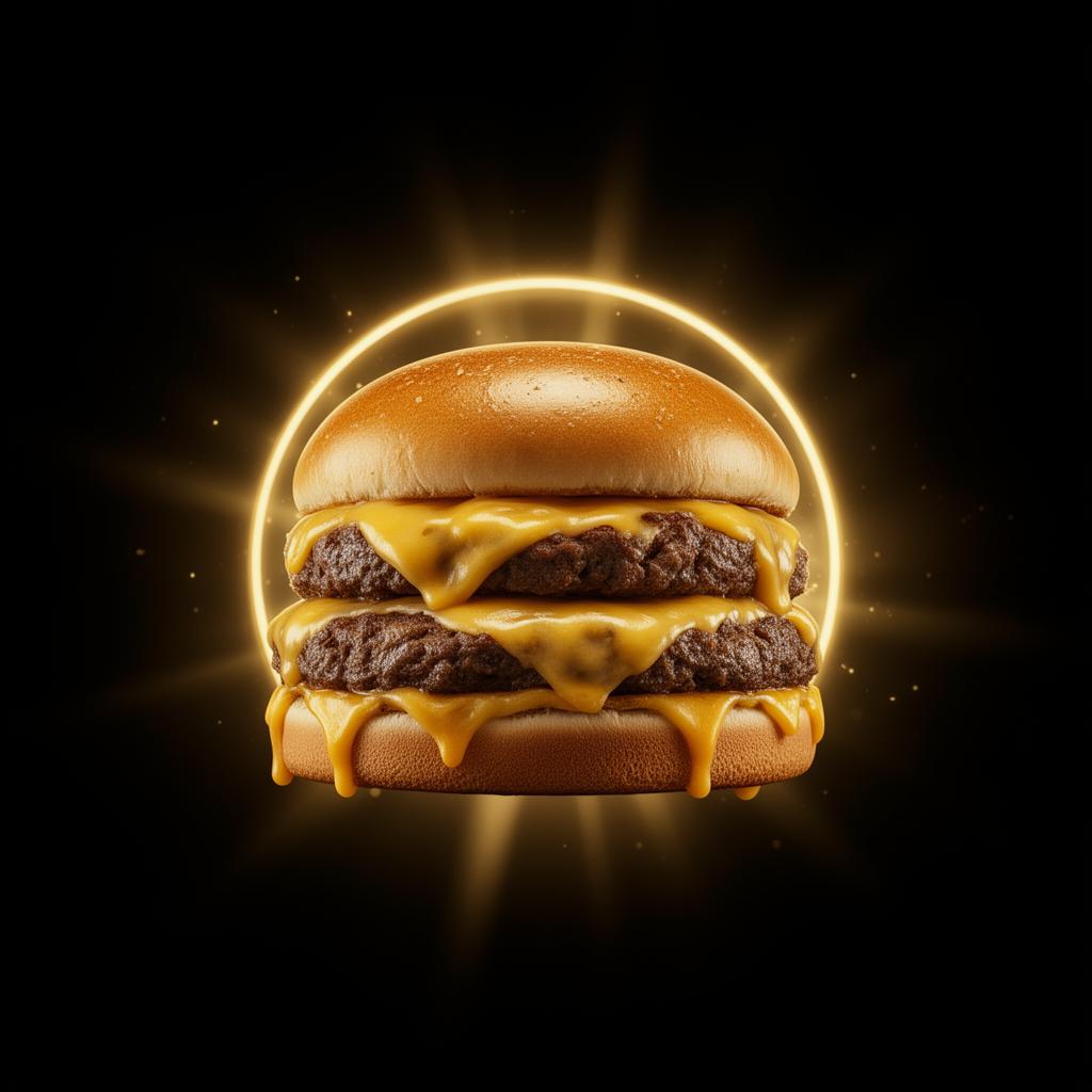 Holy Burger with golden halo